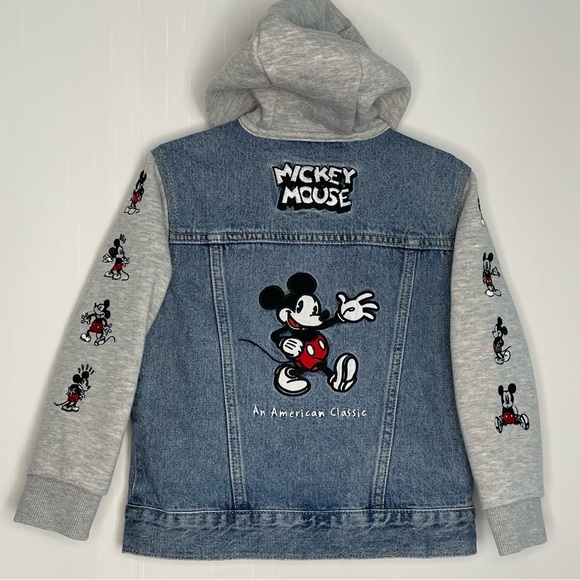 Disney Other - Disney Kids Mickey Mouse Denim Hooded Jacket Embroidered True Original Size 4